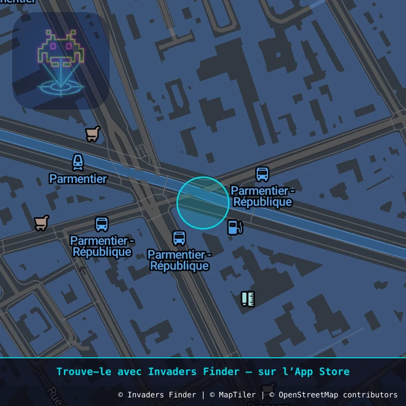Zone approximative de l'invader PA_1005, dans le quartier 11e arrondissement de Paris à Paris. Emplacement exact disponible dans l'app Invaders Finder.
