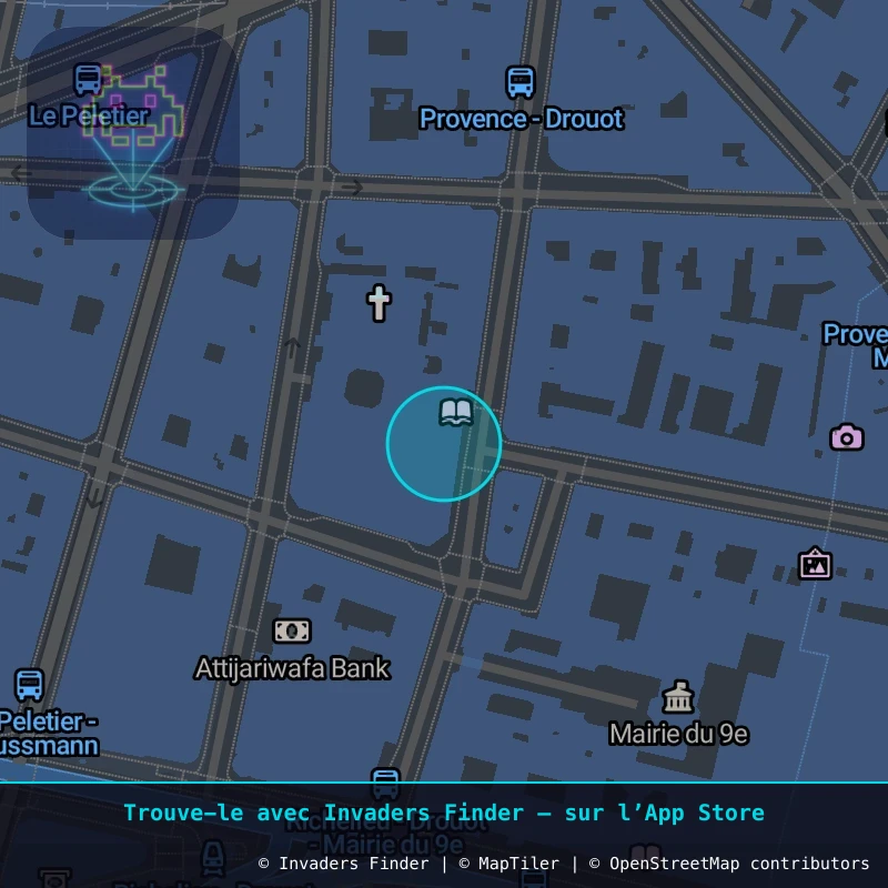 Zone approximative de l'invader PA_1007, dans le quartier 9e arrondissement de Paris à Paris. Emplacement exact disponible dans l'app Invaders Finder.