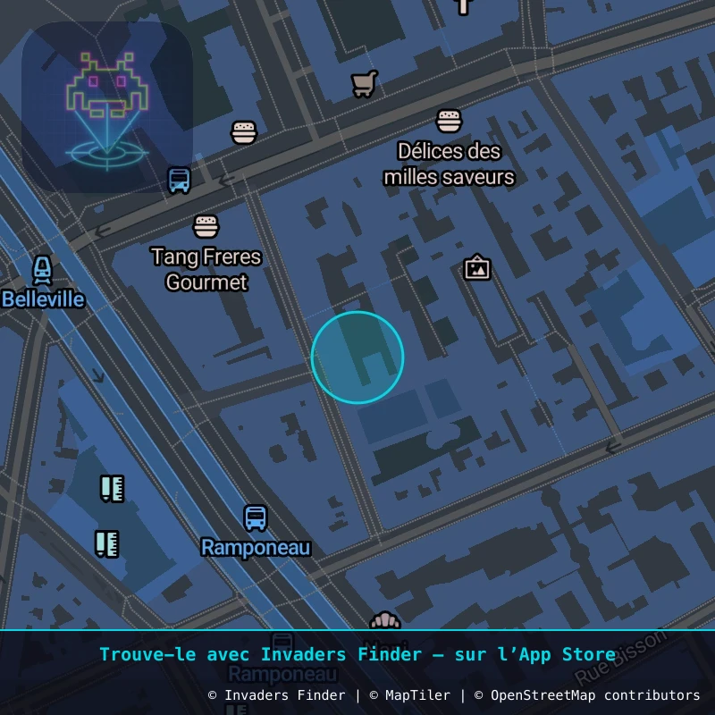 Zone approximative de l'invader PA_101, dans le quartier 20e arrondissement de Paris à Paris. Emplacement exact disponible dans l'app Invaders Finder.