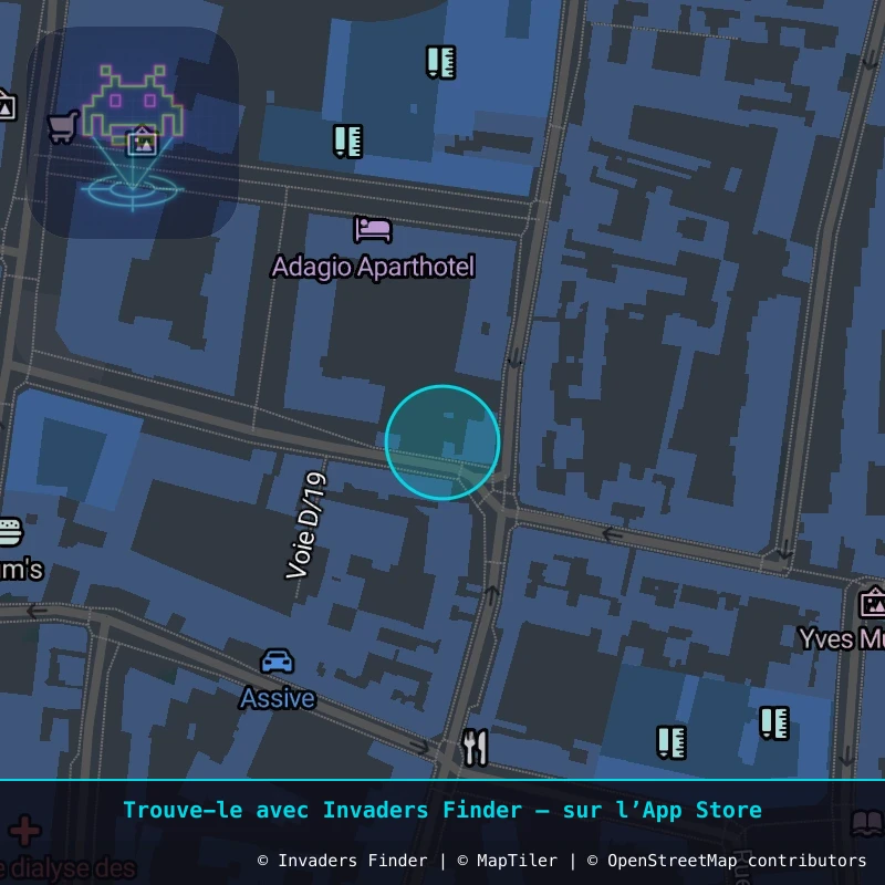 Zone approximative de l'invader PA_1010, dans le quartier 19e arrondissement de Paris à Paris. Emplacement exact disponible dans l'app Invaders Finder.