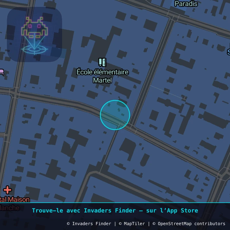 Zone approximative de l'invader PA_1011, dans le quartier 10e arrondissement de Paris à Paris. Emplacement exact disponible dans l'app Invaders Finder.