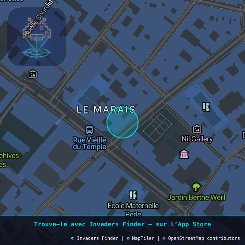 Zone approximative de l'invader PA_1013, dans le quartier 3e arrondissement de Paris à Paris. Emplacement exact disponible dans l'app Invaders Finder.