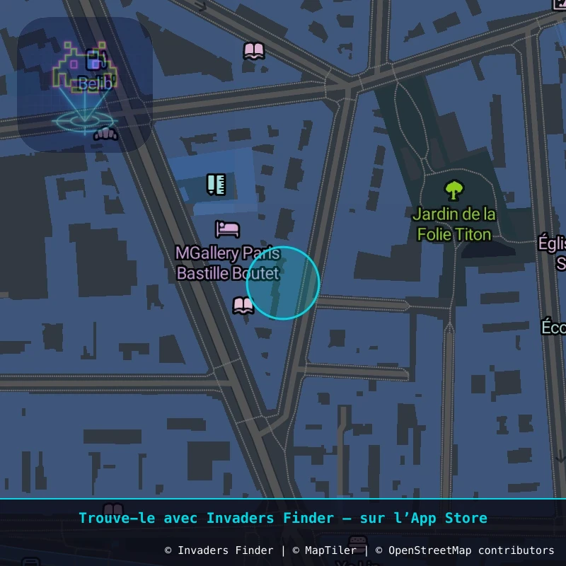 Zone approximative de l'invader PA_1014, dans le quartier 11e arrondissement de Paris à Paris. Emplacement exact disponible dans l'app Invaders Finder.