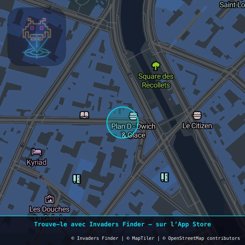 Zone approximative de l'invader PA_1019, dans le quartier 10e arrondissement de Paris à Paris. Emplacement exact disponible dans l'app Invaders Finder.