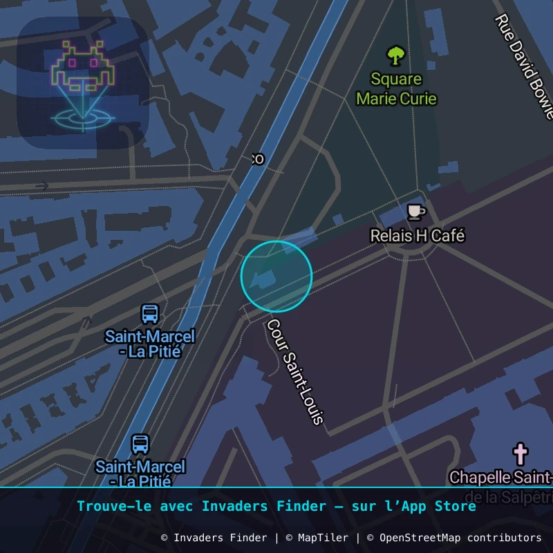 Zone approximative de l'invader PA_102, dans le quartier 13e arrondissement de Paris à Paris. Emplacement exact disponible dans l'app Invaders Finder.