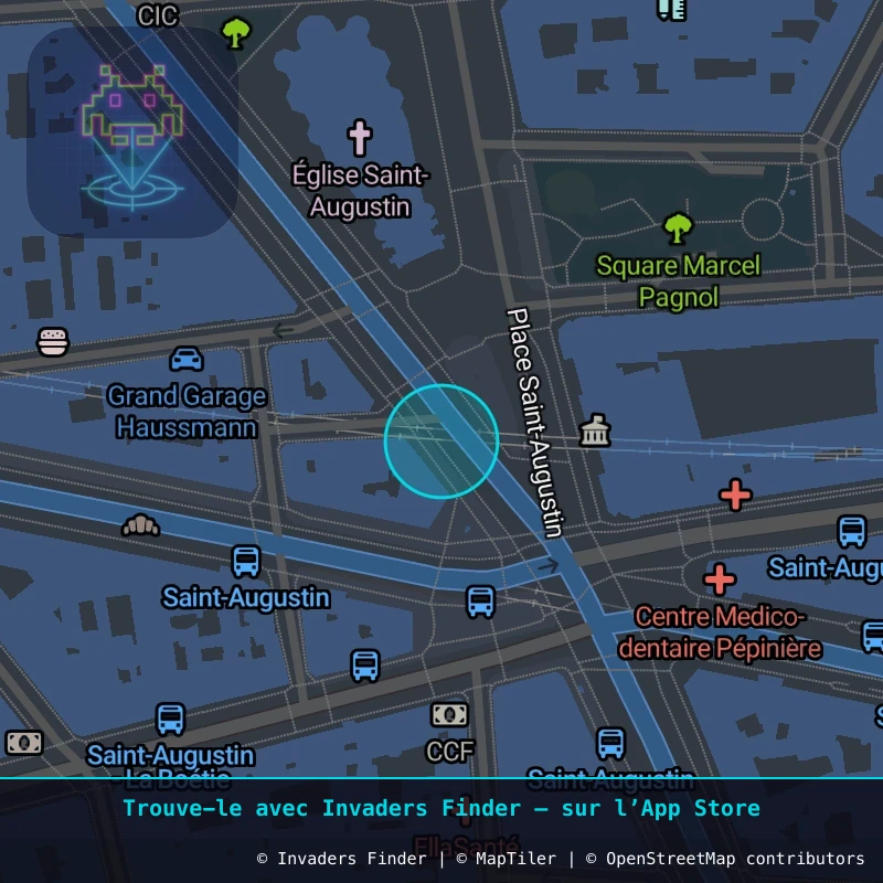 Zone approximative de l'invader PA_1025, dans le quartier 8e arrondissement de Paris à Paris. Emplacement exact disponible dans l'app Invaders Finder.