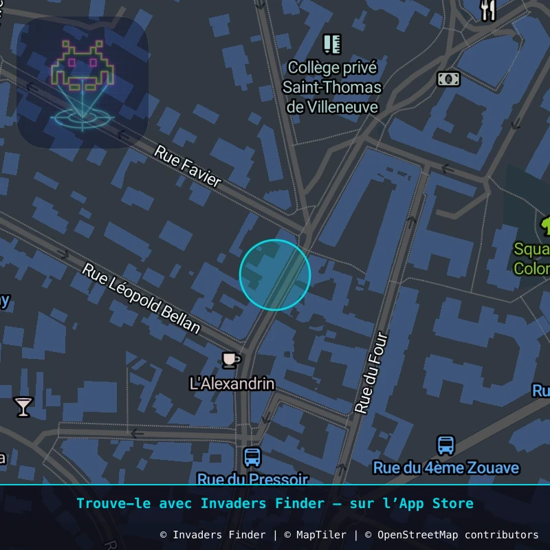 Zone approximative de l'invader PA_1026, dans le quartier Paris métropolitain (PA94) à Paris. Emplacement exact disponible dans l'app Invaders Finder.