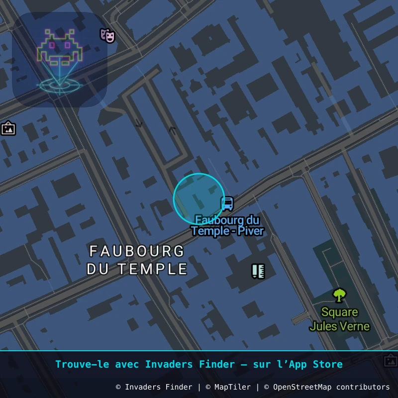 Zone approximative de l'invader PA_1029, dans le quartier 10e arrondissement de Paris à Paris. Emplacement exact disponible dans l'app Invaders Finder.