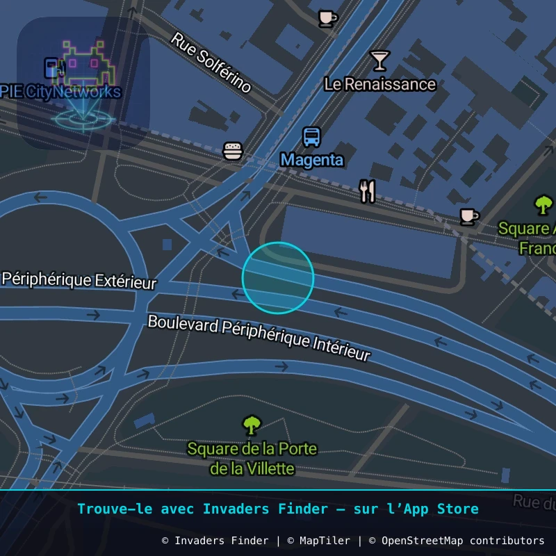 Zone approximative de l'invader PA_1031, dans le quartier 19e arrondissement de Paris à Paris. Emplacement exact disponible dans l'app Invaders Finder.