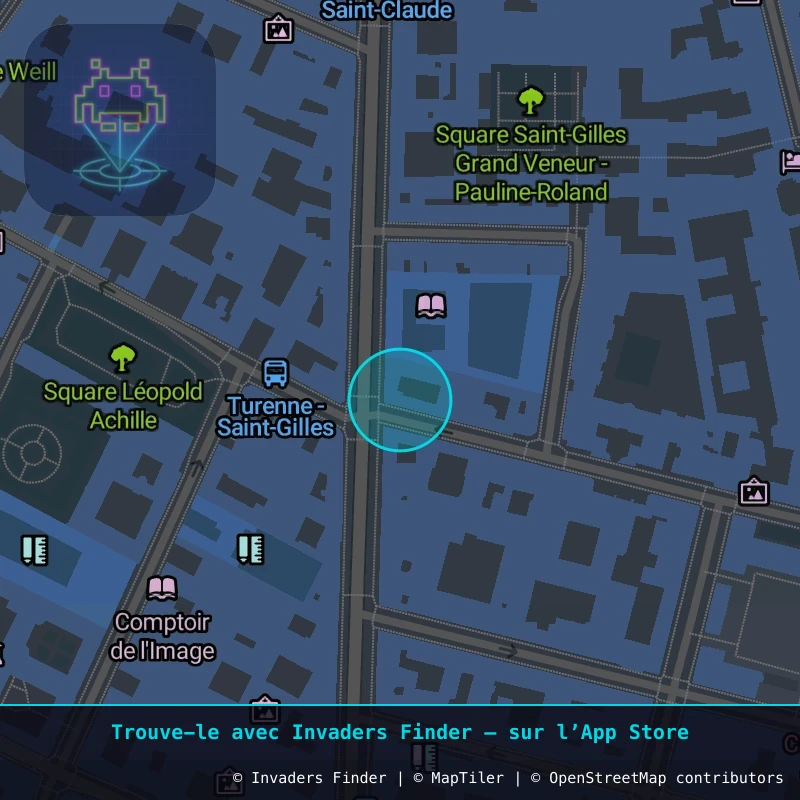 Zone approximative de l'invader PA_1032, dans le quartier 3e arrondissement de Paris à Paris. Emplacement exact disponible dans l'app Invaders Finder.