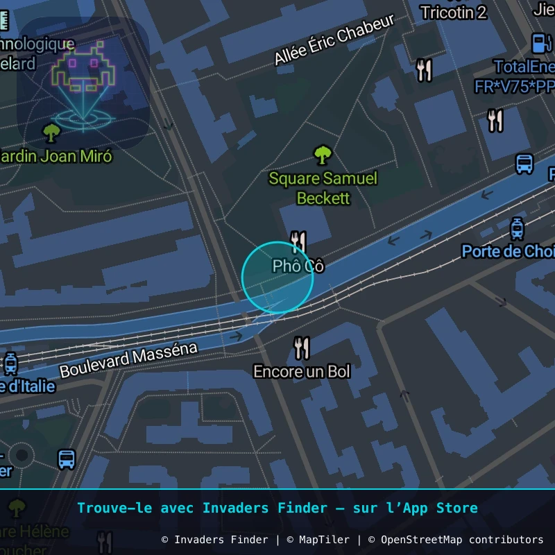 Zone approximative de l'invader PA_1036, dans le quartier 13e arrondissement de Paris à Paris. Emplacement exact disponible dans l'app Invaders Finder.