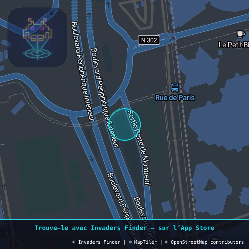Zone approximative de l'invader PA_104, dans le quartier 20e arrondissement de Paris à Paris. Emplacement exact disponible dans l'app Invaders Finder.