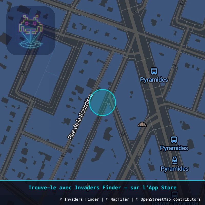 Zone approximative de l'invader PA_1040, dans le quartier 1er arrondissement de Paris à Paris. Emplacement exact disponible dans l'app Invaders Finder.