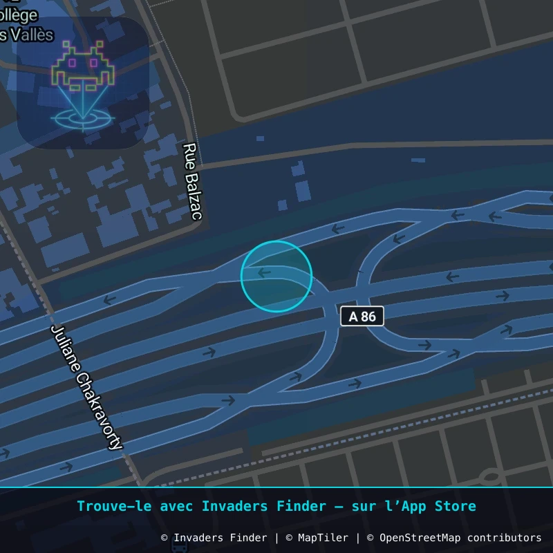 Zone approximative de l'invader PA_1042, dans le quartier Paris métropolitain (PA94) à Paris. Emplacement exact disponible dans l'app Invaders Finder.