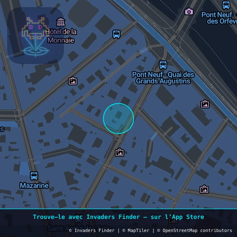 Zone approximative de l'invader PA_1051, dans le quartier 6e arrondissement de Paris à Paris. Emplacement exact disponible dans l'app Invaders Finder.