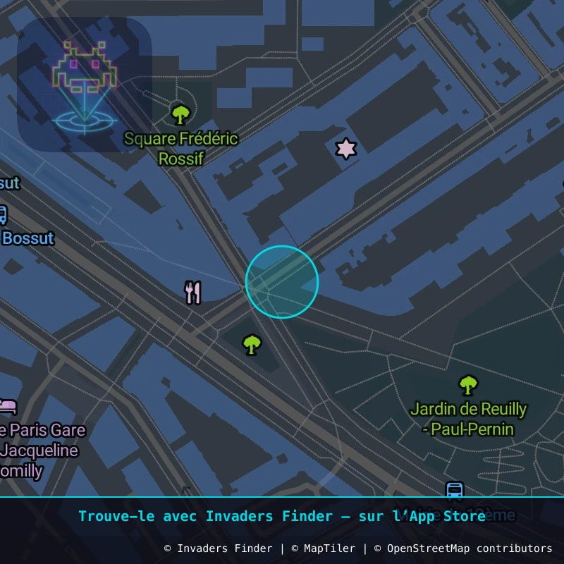 Zone approximative de l'invader PA_1056, dans le quartier 12e arrondissement de Paris à Paris. Emplacement exact disponible dans l'app Invaders Finder.