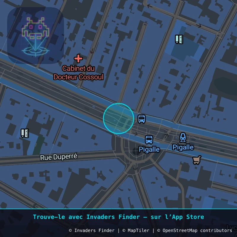 Zone approximative de l'invader PA_1060, dans le quartier 18e arrondissement de Paris à Paris. Emplacement exact disponible dans l'app Invaders Finder.