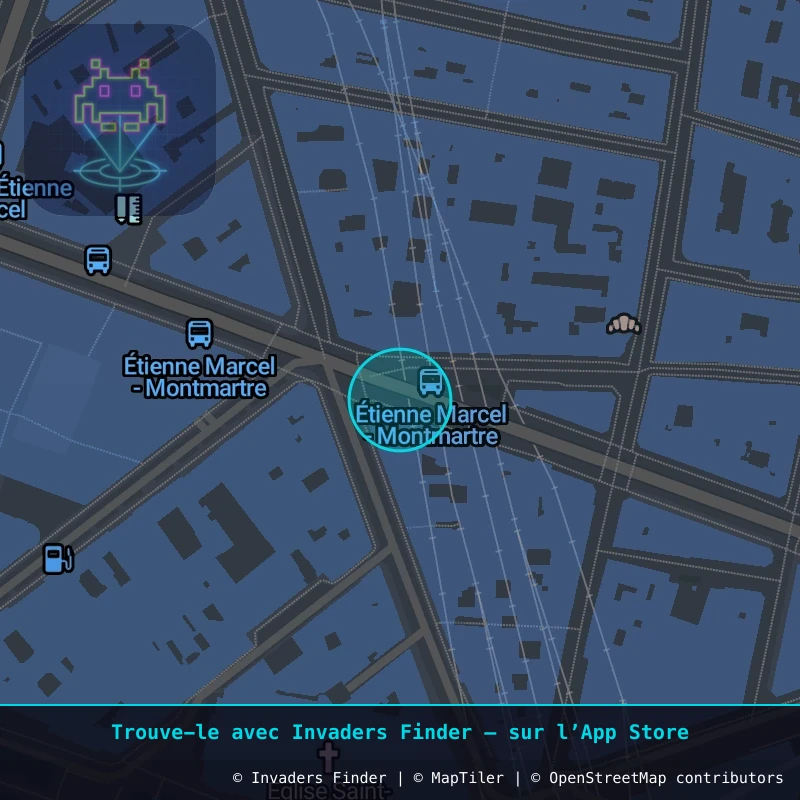 Zone approximative de l'invader PA_1062, dans le quartier 2e arrondissement de Paris à Paris. Emplacement exact disponible dans l'app Invaders Finder.