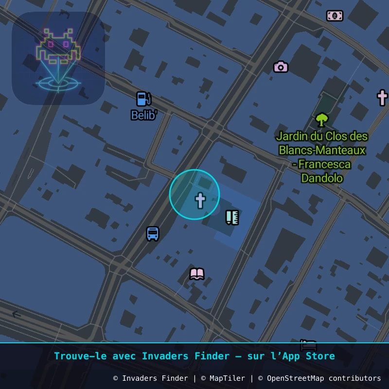 Zone approximative de l'invader PA_1063, dans le quartier 4e arrondissement de Paris à Paris. Emplacement exact disponible dans l'app Invaders Finder.