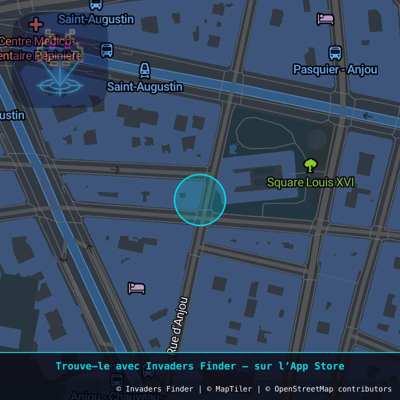 Zone approximative de l'invader PA_1071, dans le quartier 8e arrondissement de Paris à Paris. Emplacement exact disponible dans l'app Invaders Finder.