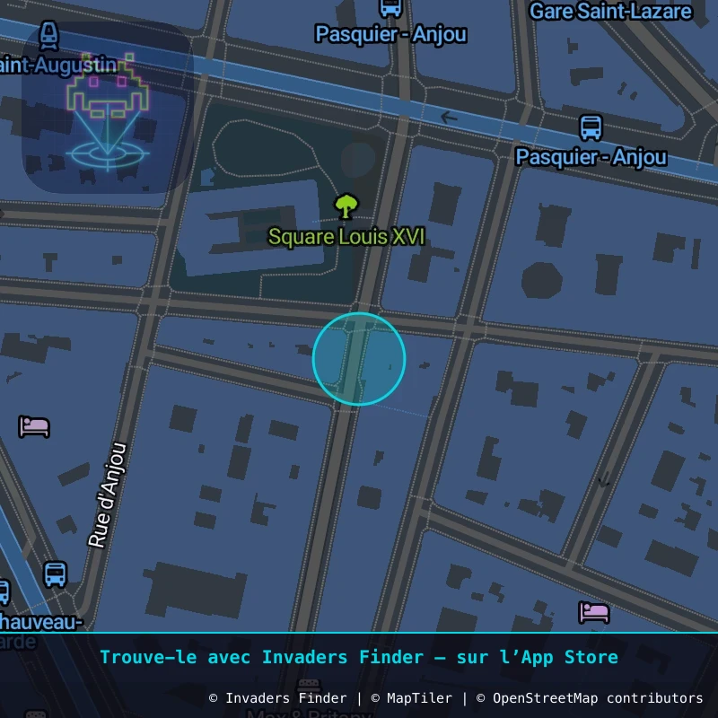 Zone approximative de l'invader PA_1072, dans le quartier 8e arrondissement de Paris à Paris. Emplacement exact disponible dans l'app Invaders Finder.