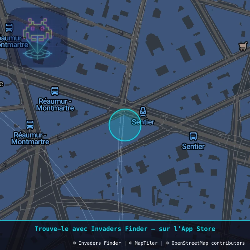 Zone approximative de l'invader PA_1078, dans le quartier 2e arrondissement de Paris à Paris. Emplacement exact disponible dans l'app Invaders Finder.