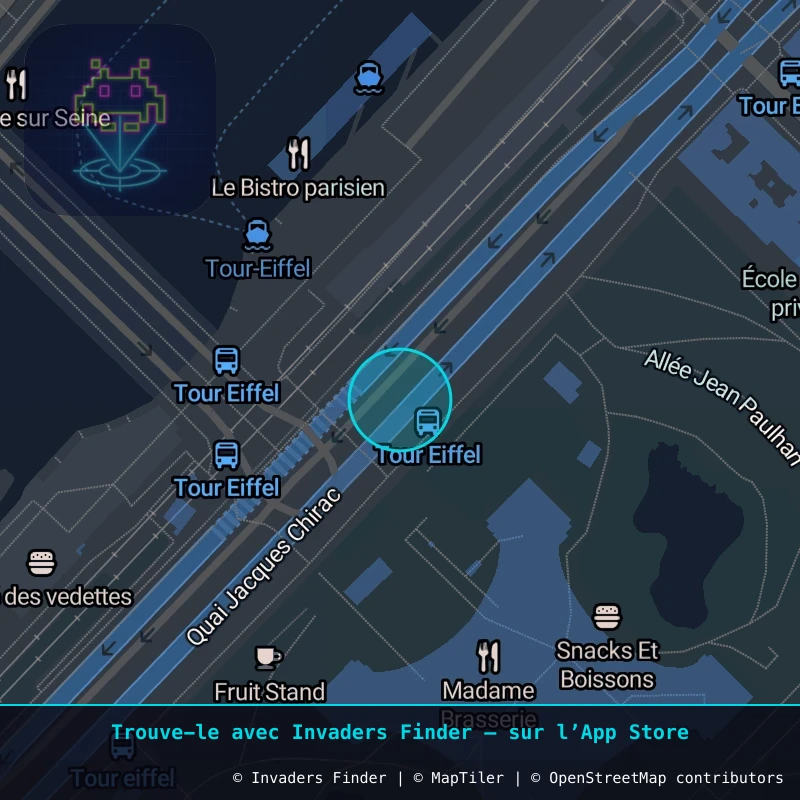 Zone approximative de l'invader PA_108, dans le quartier 7e arrondissement de Paris à Paris. Emplacement exact disponible dans l'app Invaders Finder.