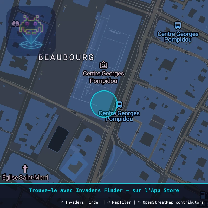 Zone approximative de l'invader PA_1081, dans le quartier 4e arrondissement de Paris à Paris. Emplacement exact disponible dans l'app Invaders Finder.