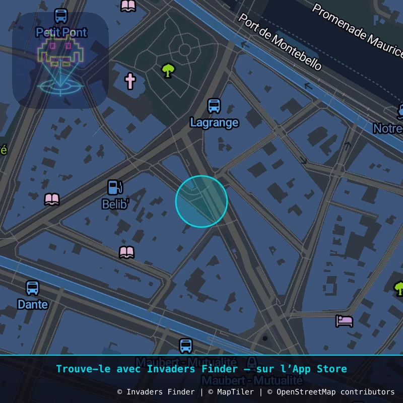 Zone approximative de l'invader PA_1086, dans le quartier 5e arrondissement de Paris à Paris. Emplacement exact disponible dans l'app Invaders Finder.