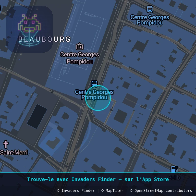 Zone approximative de l'invader PA_109, dans le quartier 4e arrondissement de Paris à Paris. Emplacement exact disponible dans l'app Invaders Finder.
