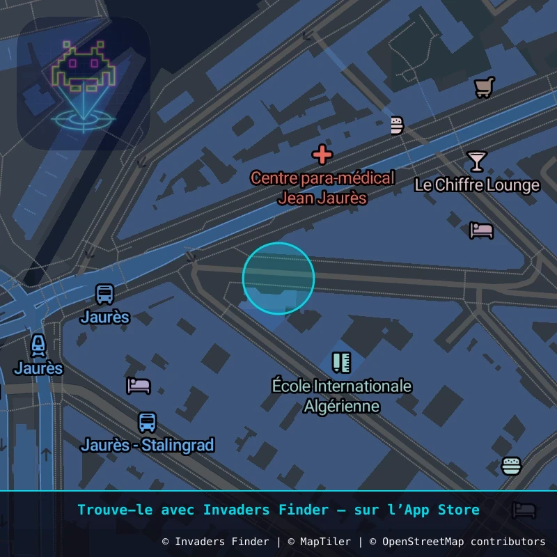 Zone approximative de l'invader PA_1091, dans le quartier 19e arrondissement de Paris à Paris. Emplacement exact disponible dans l'app Invaders Finder.