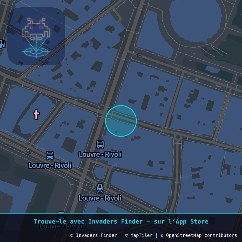 Zone approximative de l'invader PA_1097, dans le quartier 1er arrondissement de Paris à Paris. Emplacement exact disponible dans l'app Invaders Finder.