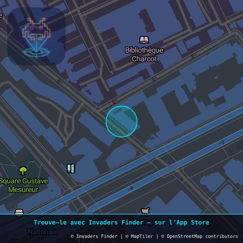 Zone approximative de l'invader PA_1104, dans le quartier 13e arrondissement de Paris à Paris. Emplacement exact disponible dans l'app Invaders Finder.