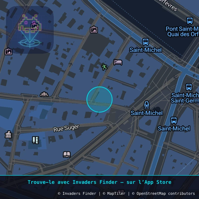 Zone approximative de l'invader PA_1107, dans le quartier 6e arrondissement de Paris à Paris. Emplacement exact disponible dans l'app Invaders Finder.