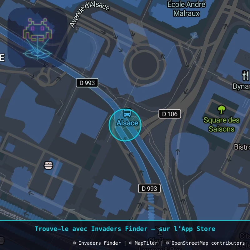 Zone approximative de l'invader PA_1112, dans le quartier Paris métropolitain (PA92) à Paris. Emplacement exact disponible dans l'app Invaders Finder.
