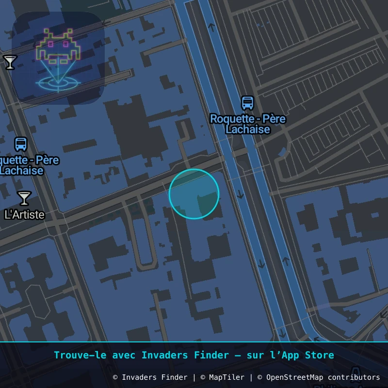 Zone approximative de l'invader PA_1115, dans le quartier 11e arrondissement de Paris à Paris. Emplacement exact disponible dans l'app Invaders Finder.