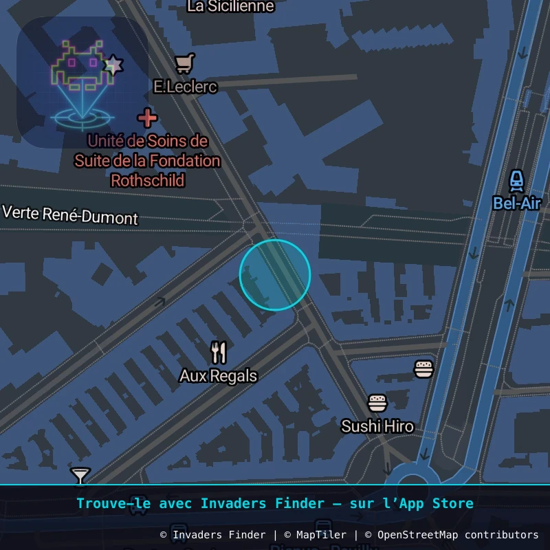 Zone approximative de l'invader PA_1120, dans le quartier 12e arrondissement de Paris à Paris. Emplacement exact disponible dans l'app Invaders Finder.