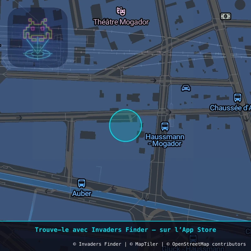 Zone approximative de l'invader PA_1125, dans le quartier 9e arrondissement de Paris à Paris. Emplacement exact disponible dans l'app Invaders Finder.