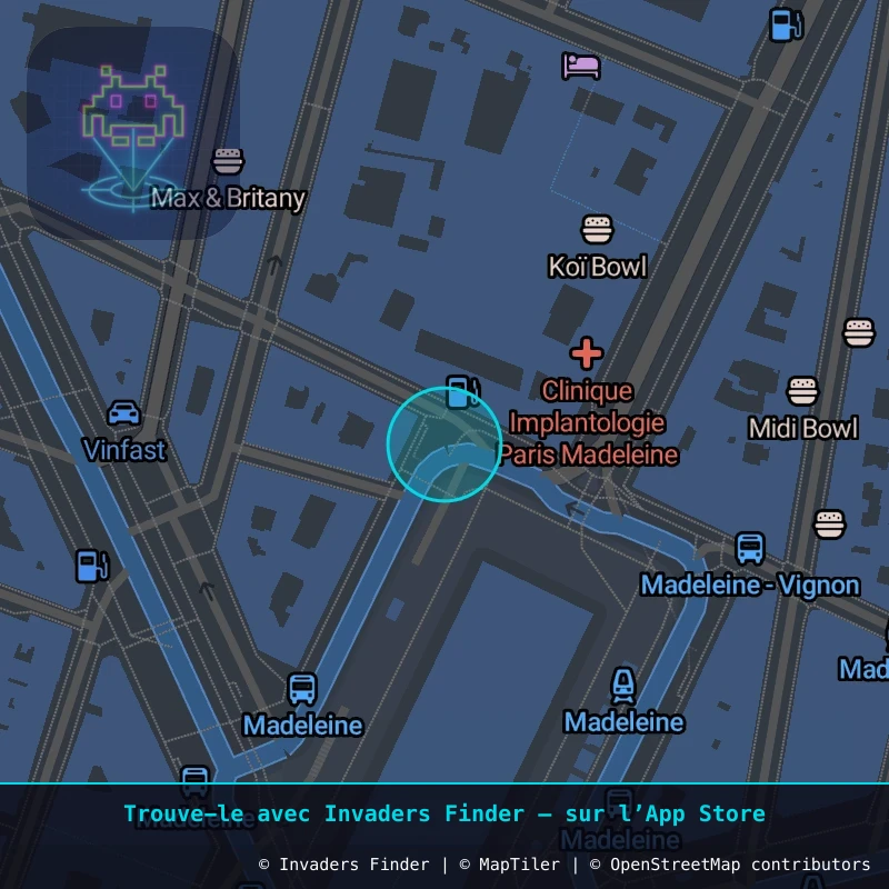 Zone approximative de l'invader PA_1126, dans le quartier 8e arrondissement de Paris à Paris. Emplacement exact disponible dans l'app Invaders Finder.