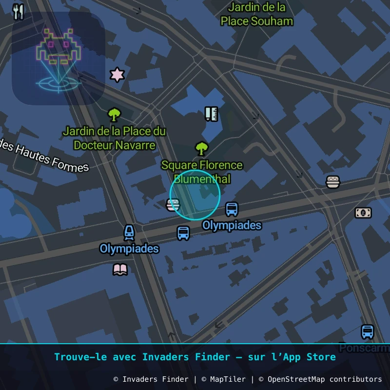 Zone approximative de l'invader PA_1134, dans le quartier 13e arrondissement de Paris à Paris. Emplacement exact disponible dans l'app Invaders Finder.