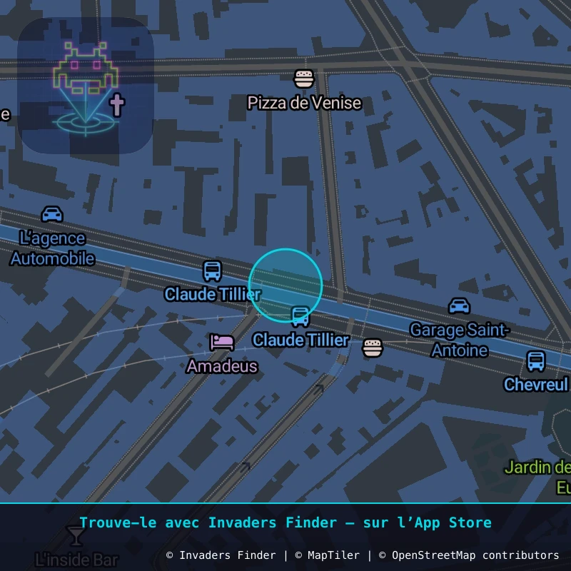 Zone approximative de l'invader PA_1135, dans le quartier 12e arrondissement de Paris à Paris. Emplacement exact disponible dans l'app Invaders Finder.