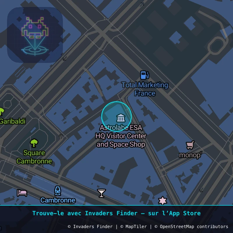 Zone approximative de l'invader PA_1141, dans le quartier 15e arrondissement de Paris à Paris. Emplacement exact disponible dans l'app Invaders Finder.