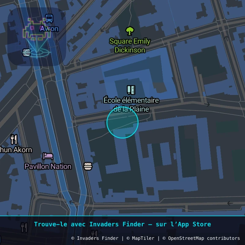 Zone approximative de l'invader PA_1142, dans le quartier 20e arrondissement de Paris à Paris. Emplacement exact disponible dans l'app Invaders Finder.