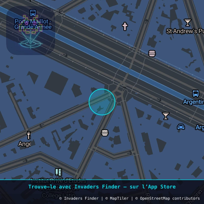 Zone approximative de l'invader PA_1143, dans le quartier 16e arrondissement de Paris à Paris. Emplacement exact disponible dans l'app Invaders Finder.