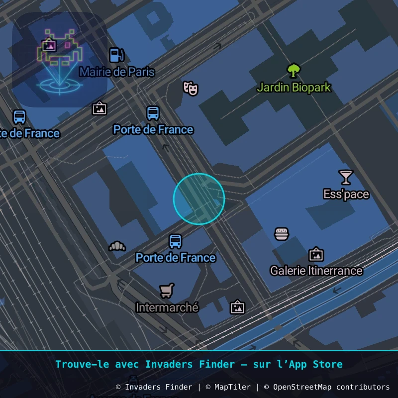 Zone approximative de l'invader PA_1145, dans le quartier 13e arrondissement de Paris à Paris. Emplacement exact disponible dans l'app Invaders Finder.