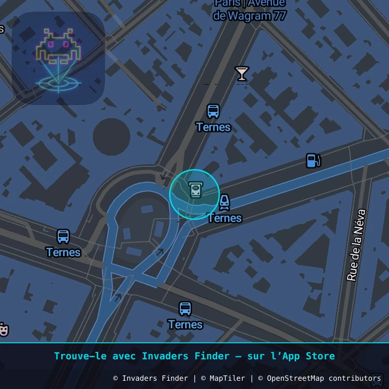 Zone approximative de l'invader PA_1159, dans le quartier 17e arrondissement de Paris à Paris. Emplacement exact disponible dans l'app Invaders Finder.