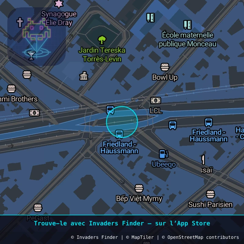 Zone approximative de l'invader PA_1160, dans le quartier 8e arrondissement de Paris à Paris. Emplacement exact disponible dans l'app Invaders Finder.