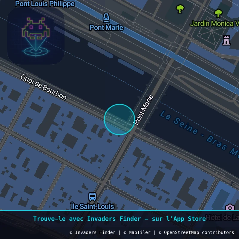 Zone approximative de l'invader PA_1166, dans le quartier 4e arrondissement de Paris à Paris. Emplacement exact disponible dans l'app Invaders Finder.