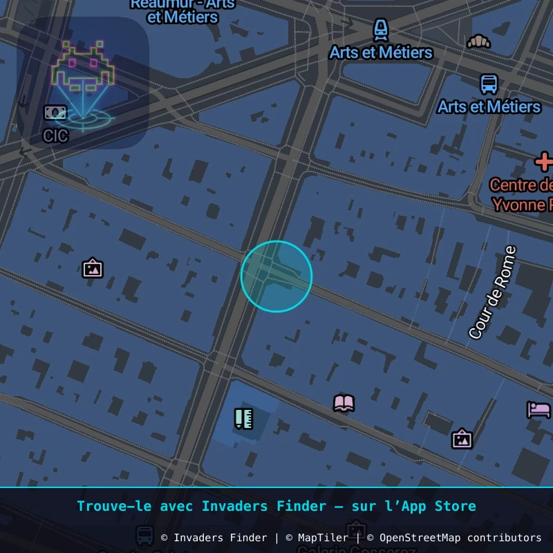 Zone approximative de l'invader PA_1170, dans le quartier 3e arrondissement de Paris à Paris. Emplacement exact disponible dans l'app Invaders Finder.