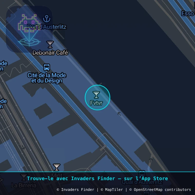 Zone approximative de l'invader PA_1173, dans le quartier 13e arrondissement de Paris à Paris. Emplacement exact disponible dans l'app Invaders Finder.